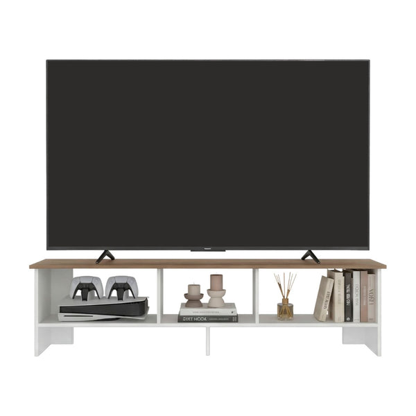 English Elm Blacksburg Two Tone Media Console with Open Shelves for 60 Inch TVs Modern Living B128P535611