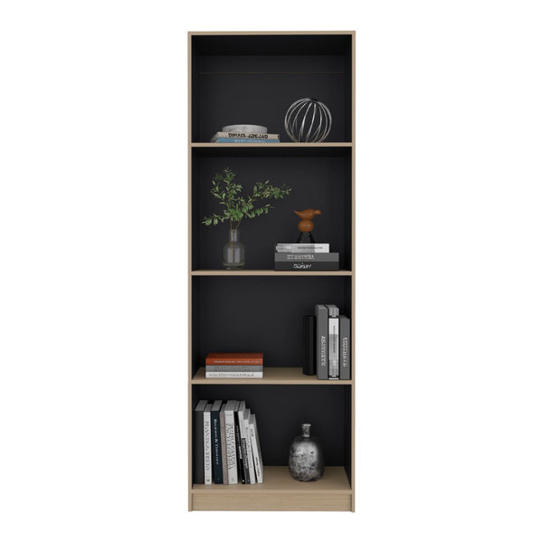 English Elm Bear Flat Slim 71 Inch Tall Open Bookcase Four Shelf Vertical Storage for Modern Homes B128P535612