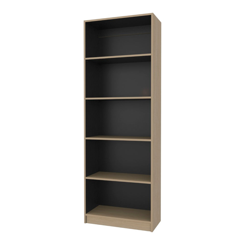 English Elm Dam Five Shelf Tall Bookcase Slim Open Vertical Storage for Modern Living Spaces B128P535613