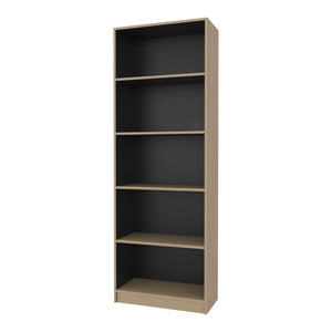 English Elm Dam Five Shelf Tall Bookcase Slim Open Vertical Storage for Modern Living Spaces B128P535613