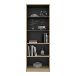 English Elm Dam Five Shelf Tall Bookcase Slim Open Vertical Storage for Modern Living Spaces B128P535613