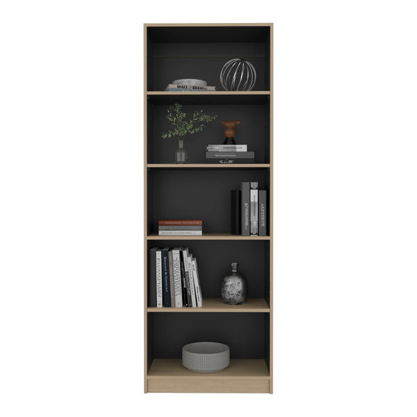 English Elm Dam Five Shelf Tall Bookcase Slim Open Vertical Storage for Modern Living Spaces B128P535613