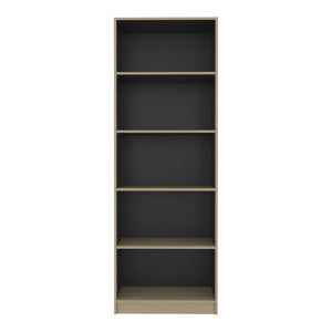 English Elm Dam Five Shelf Tall Bookcase Slim Open Vertical Storage for Modern Living Spaces B128P535613