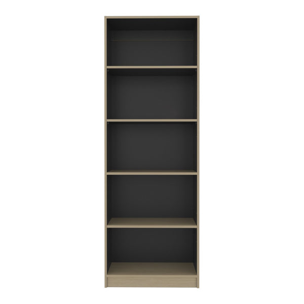 English Elm Dam Five Shelf Tall Bookcase Slim Open Vertical Storage for Modern Living Spaces B128P535613