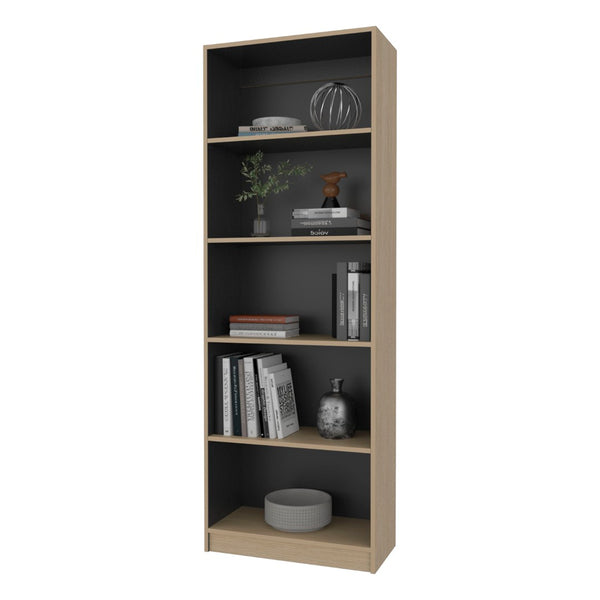 English Elm Dam Five Shelf Tall Bookcase Slim Open Vertical Storage for Modern Living Spaces B128P535613