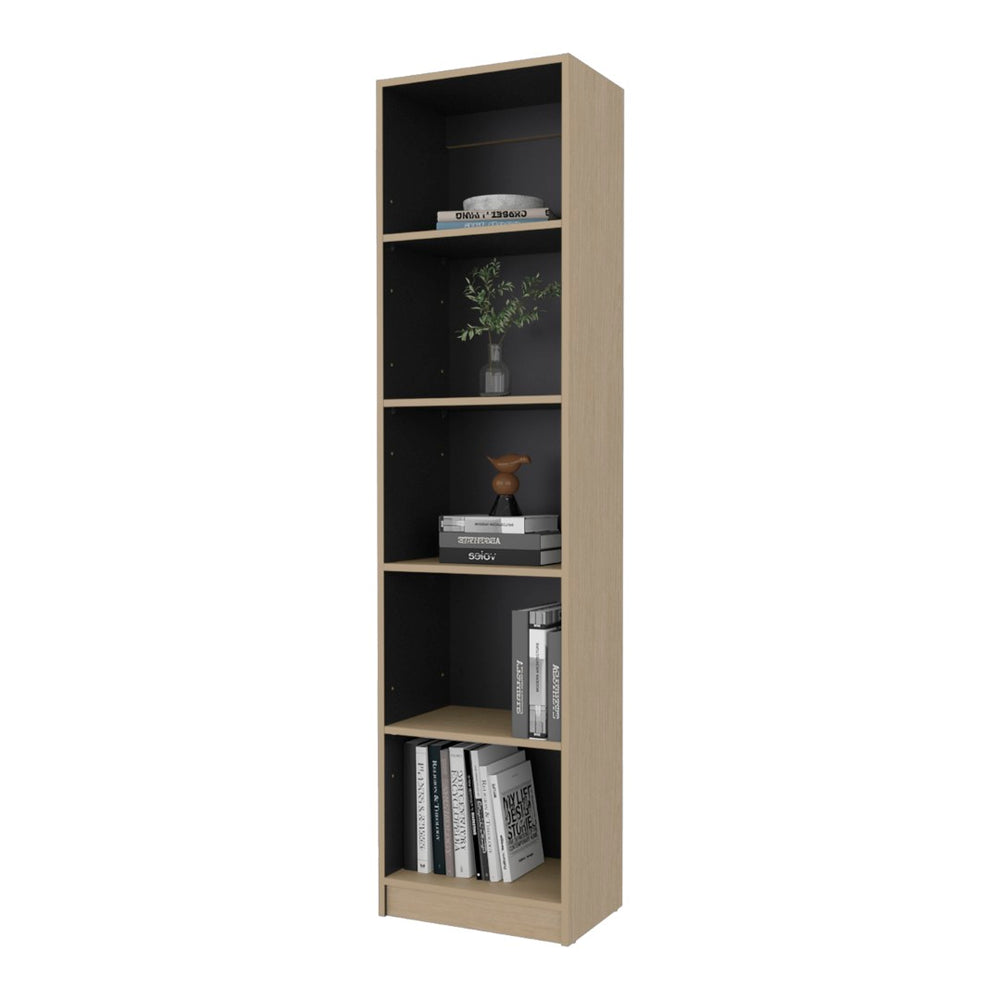 English Elm Beaver Valley Slim Freestanding Five Shelf Bookcase Melamine Storage for Home Office B128P535614