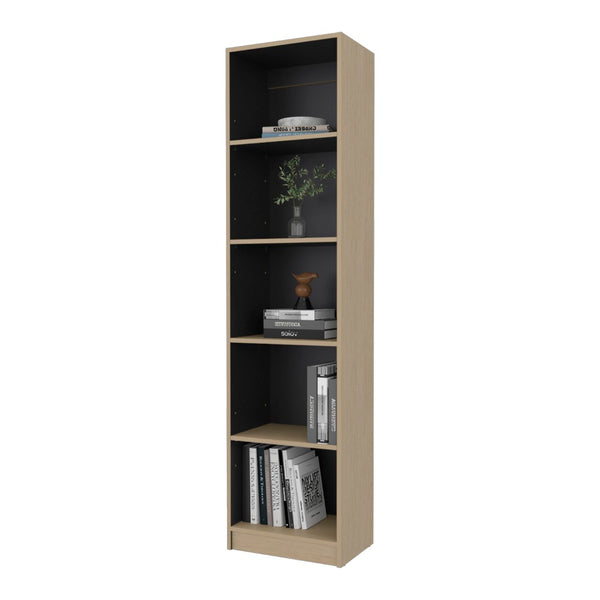 English Elm Beaver Valley Slim Freestanding Five Shelf Bookcase Melamine Storage for Home Office B128P535614