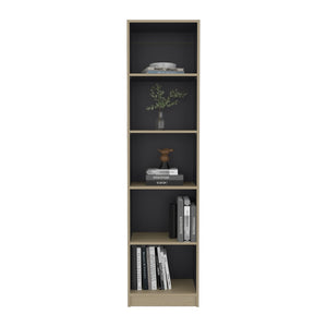 English Elm Beaver Valley Slim Freestanding Five Shelf Bookcase Melamine Storage for Home Office B128P535614