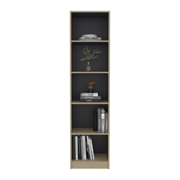 English Elm Beaver Valley Slim Freestanding Five Shelf Bookcase Melamine Storage for Home Office B128P535614