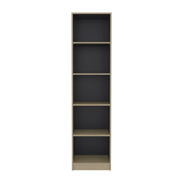 English Elm Beaver Valley Slim Freestanding Five Shelf Bookcase Melamine Storage for Home Office B128P535614