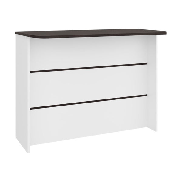 English Elm Central Two-Tone Kitchen Island with Melamine Surface and Three Storage Compartments Wenge and White B128P535616