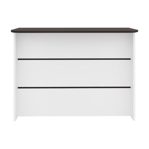 English Elm Central Two-Tone Kitchen Island with Melamine Surface and Three Storage Compartments Wenge and White B128P535616