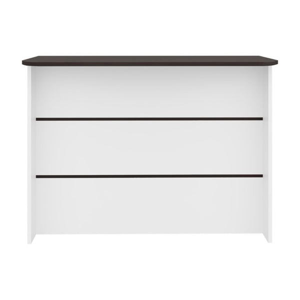 English Elm Central Two-Tone Kitchen Island with Melamine Surface and Three Storage Compartments Wenge and White B128P535616