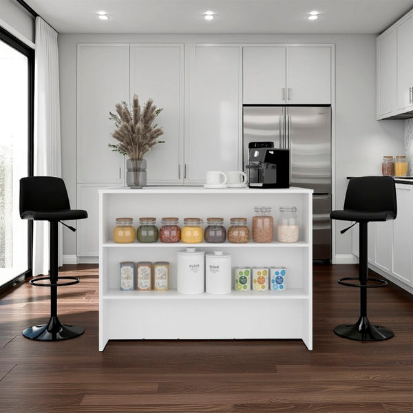 English Elm Central Two-Tone Kitchen Island with Melamine Surface and Three Storage Compartments White B128P535617