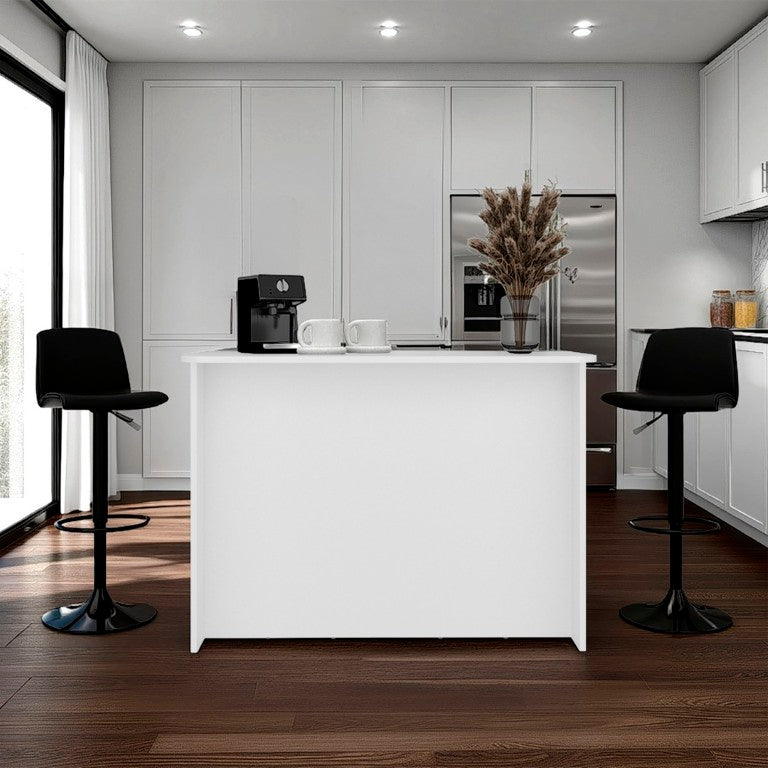 English Elm Central Two-Tone Kitchen Island with Melamine Surface and Three Storage Compartments White B128P535617