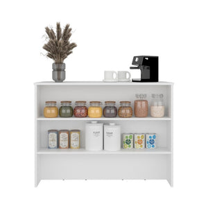 English Elm Central Two-Tone Kitchen Island with Melamine Surface and Three Storage Compartments White B128P535617