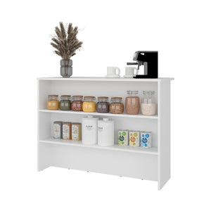English Elm Central Two-Tone Kitchen Island with Melamine Surface and Three Storage Compartments White B128P535617