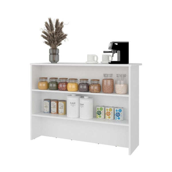 English Elm Central Two-Tone Kitchen Island with Melamine Surface and Three Storage Compartments White B128P535617