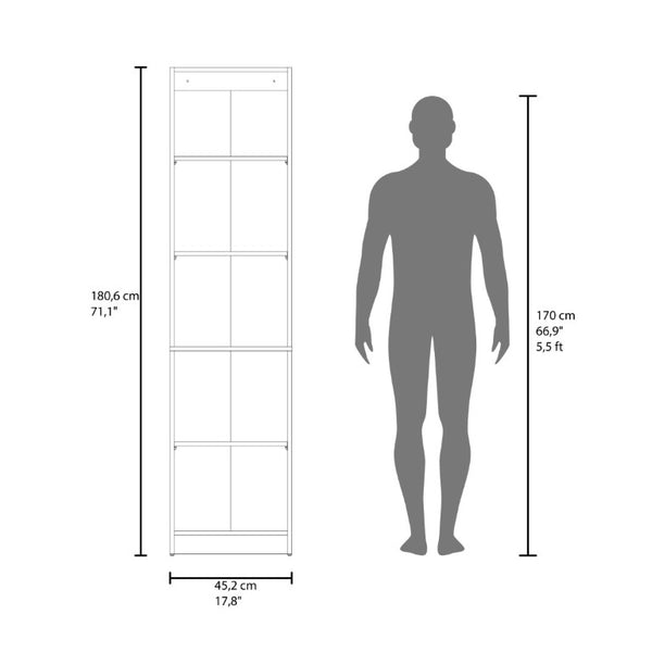 English Elm Milo Tall Glass Front Storage Cabinet Five Shelves Wenge Finish Minimalist Design B128P535624