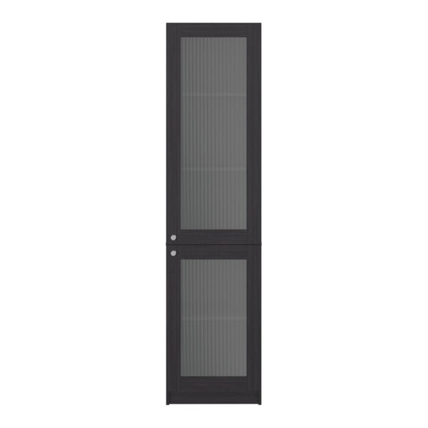 English Elm Milo Tall Glass Front Storage Cabinet Five Shelves Wenge Finish Minimalist Design B128P535624