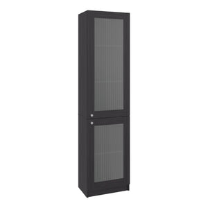 English Elm Milo Tall Glass Front Storage Cabinet Five Shelves Wenge Finish Minimalist Design B128P535624