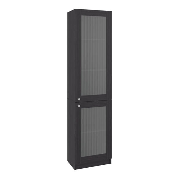 English Elm Milo Tall Glass Front Storage Cabinet Five Shelves Wenge Finish Minimalist Design B128P535624