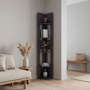 English Elm Fm Furniture Five Tier Corner Bookcase Tall Narrow Wenge Display Shelving Unit B128P535625