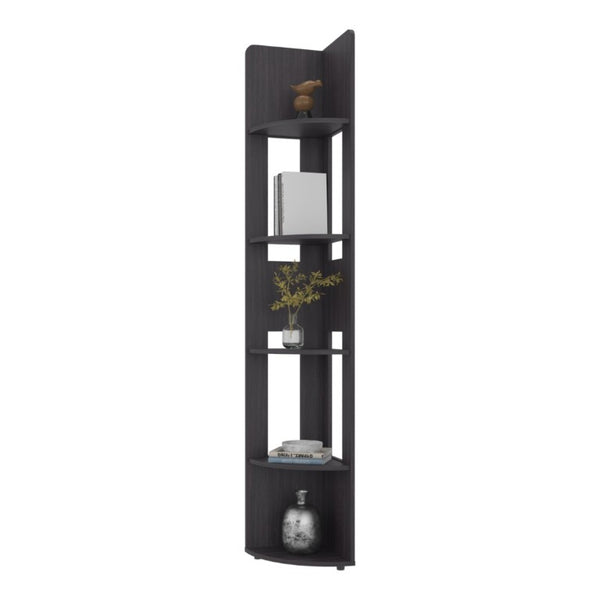 English Elm Fm Furniture Five Tier Corner Bookcase Tall Narrow Wenge Display Shelving Unit B128P535625