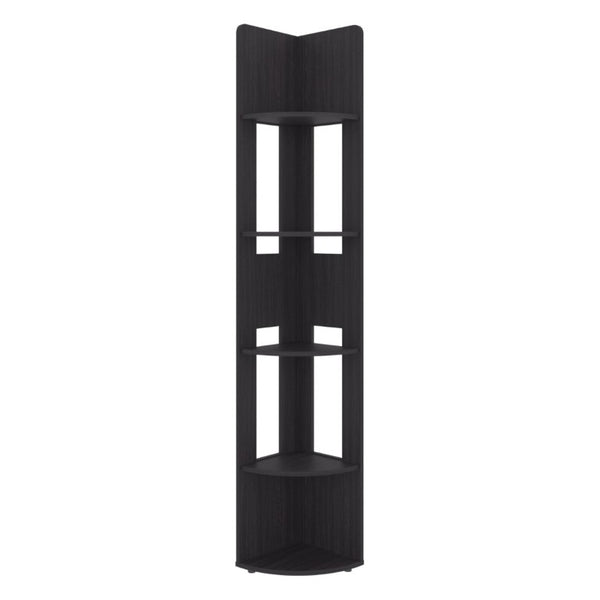 English Elm Fm Furniture Five Tier Corner Bookcase Tall Narrow Wenge Display Shelving Unit B128P535625