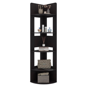 English Elm Fm Furniture Tall Corner Bookcase Tiered Open Shelving Dark Wenge Finish Slim Profile B128P535626
