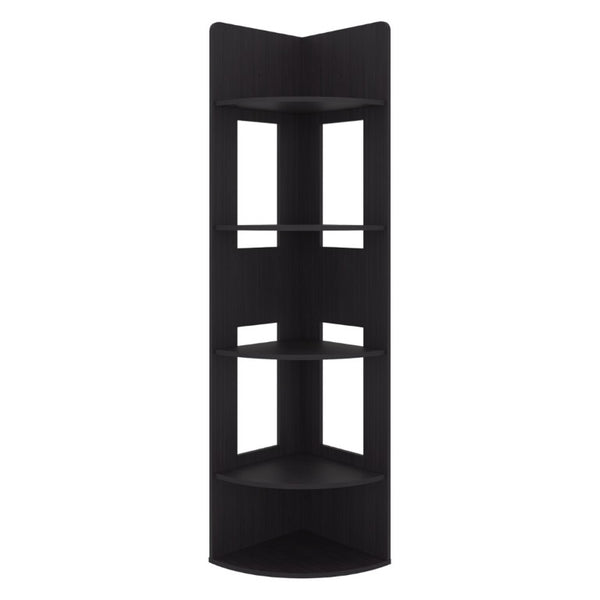 English Elm Fm Furniture Tall Corner Bookcase Tiered Open Shelving Dark Wenge Finish Slim Profile B128P535626