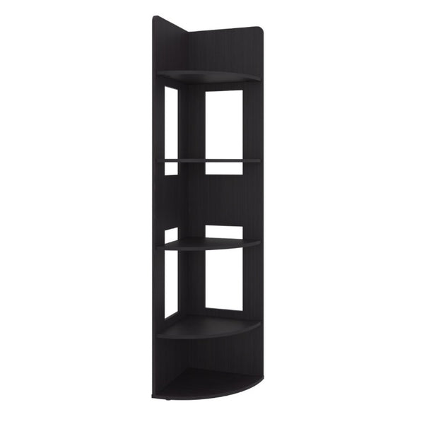 English Elm Fm Furniture Tall Corner Bookcase Tiered Open Shelving Dark Wenge Finish Slim Profile B128P535626