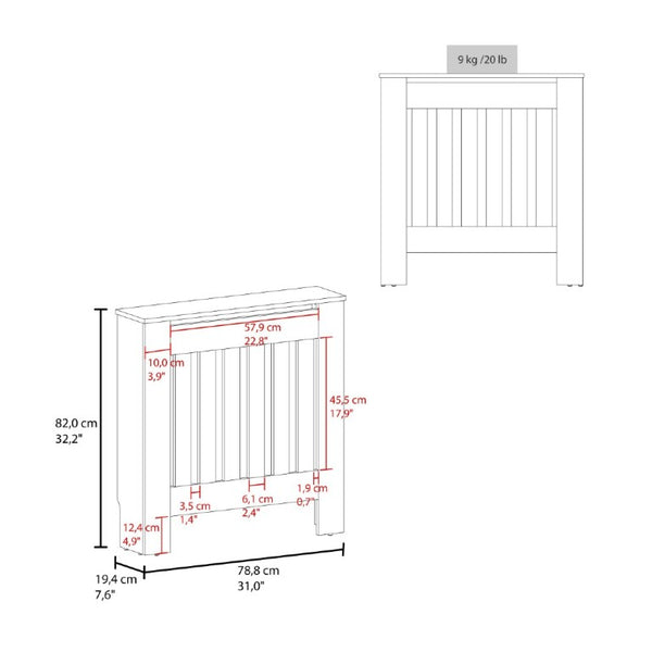English Elm Rio Radiator Cabinet Slim Melamine Cover with Ventilated Storage for Hallways Gray Walnut B128P535628