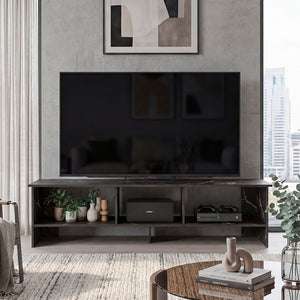 English Elm Blacksburg Slim Tower Media Console with Open Shelves for Modern Living Room Storage B128P536563
