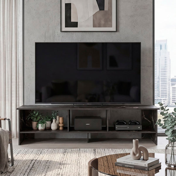 English Elm Blacksburg Slim Tower Media Console with Open Shelves for Modern Living Room Storage B128P536563