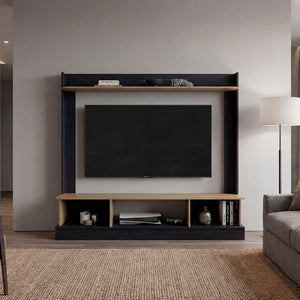 English Elm Berea Tall Media Console Tower Wenge Oak Two Tone Finish Modern Living Room Storage B128P536565