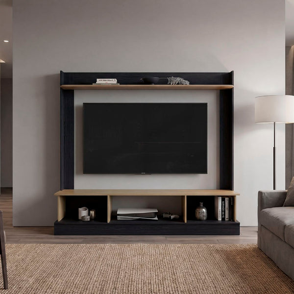 English Elm Berea Tall Media Console Tower Wenge Oak Two Tone Finish Modern Living Room Storage B128P536565