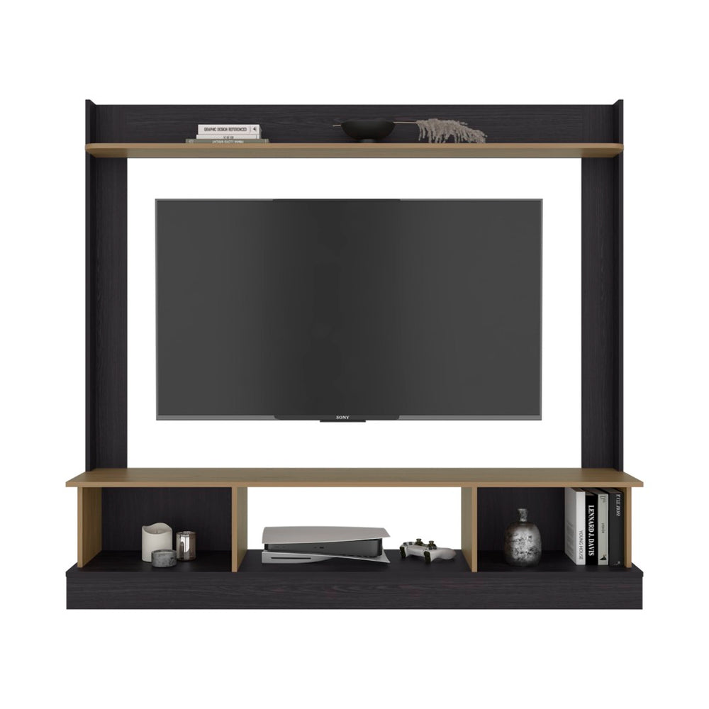 English Elm Berea Tall Media Console Tower Wenge Oak Two Tone Finish Modern Living Room Storage B128P536565