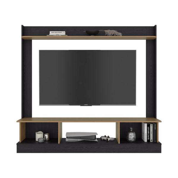 English Elm Berea Tall Media Console Tower Wenge Oak Two Tone Finish Modern Living Room Storage B128P536565