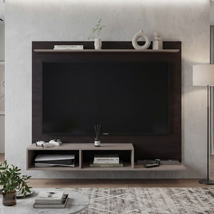 English Elm Bethune 65 Inch Media Console Open Shelf Entertainment Stand for Modern Living Rooms Wenge and Positano B128P536566