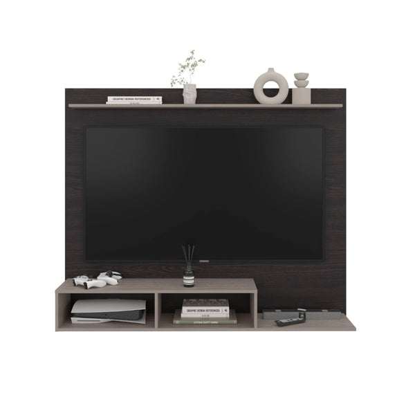 English Elm Bethune 65 Inch Media Console Open Shelf Entertainment Stand for Modern Living Rooms Wenge and Positano B128P536566