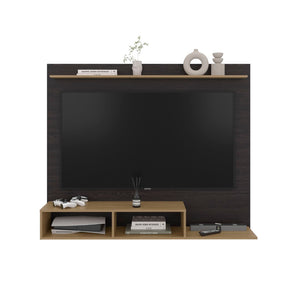 English Elm Bethune 65 Inch Media Console Open Shelf Entertainment Stand for Modern Living Rooms Wenge and Natural Oak B128P536567