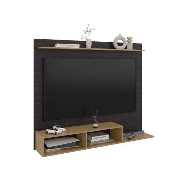 English Elm Bethune 65 Inch Media Console Open Shelf Entertainment Stand for Modern Living Rooms Wenge and Natural Oak B128P536567