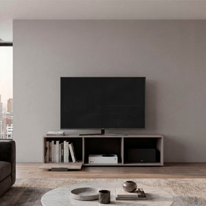 English Elm Bishopville Low Profile Media Console with Two Tone Finish for Modern Living Rooms B128P536568