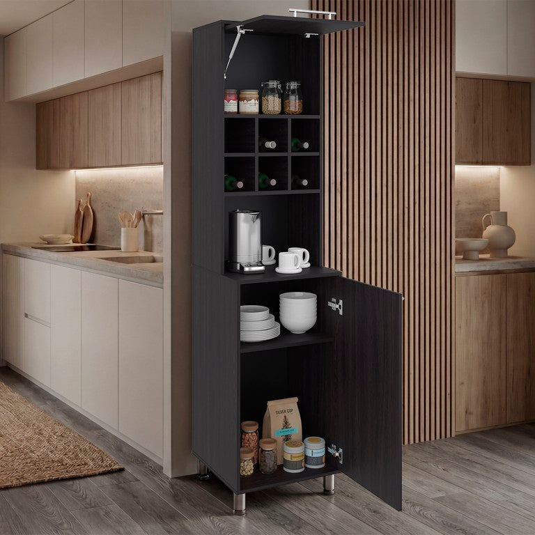 English Elm Fm Furniture Barcelona Tall Wenge Pantry Cabinet for Modern Kitchen Vertical Storage B128P576358