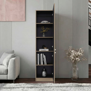 English Elm Kudai Tall Narrow Five Shelf Storage Cabinet Slim Modern Design for Any Room B128P576361