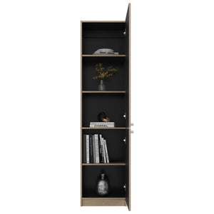 English Elm Kudai Tall Narrow Five Shelf Storage Cabinet Slim Modern Design for Any Room B128P576361