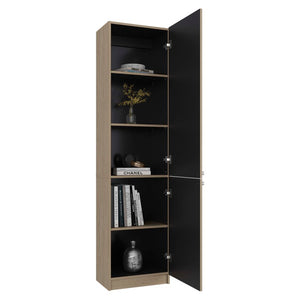 English Elm Kudai Tall Narrow Five Shelf Storage Cabinet Slim Modern Design for Any Room B128P576361