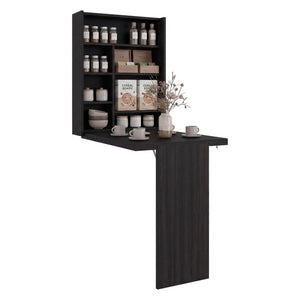 English Elm Siena Wall Mounted Bar Cabinet with Fold Down Serving Table in Wenge Finish B128P576367