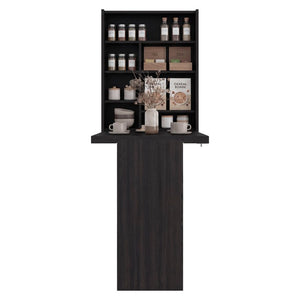English Elm Siena Wall Mounted Bar Cabinet with Fold Down Serving Table in Wenge Finish B128P576367